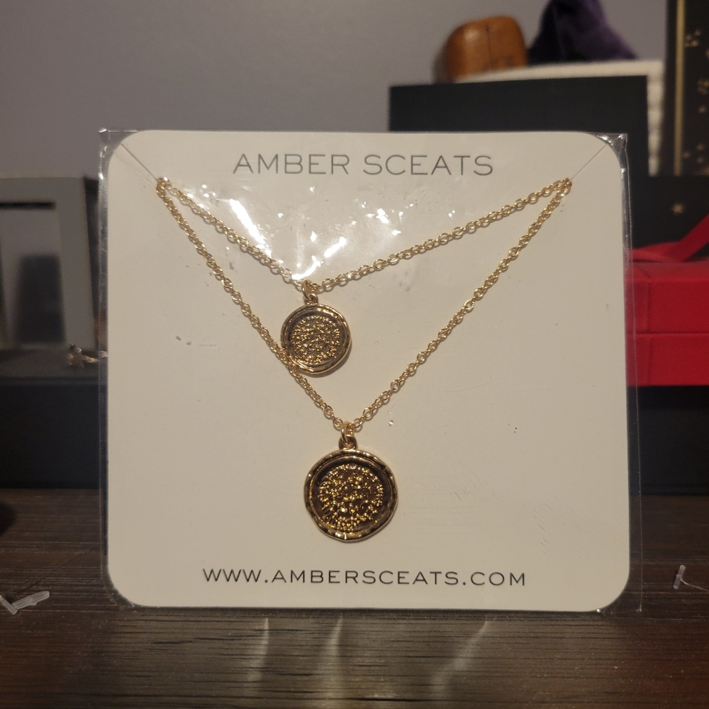 Amber Sceats Double Chain Gold  Coin Necklace